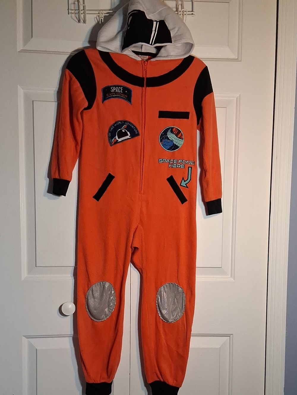 Childrens Cat & Jack Orange and Black Space-Theme Hooded One-Piece Pj / Costume